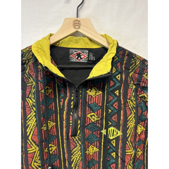 Vintage Men’s GOTCHA Surf Jacket Windbreaker 1/4 Zip Large RARE 90s Geometric - Picture 2 of 15